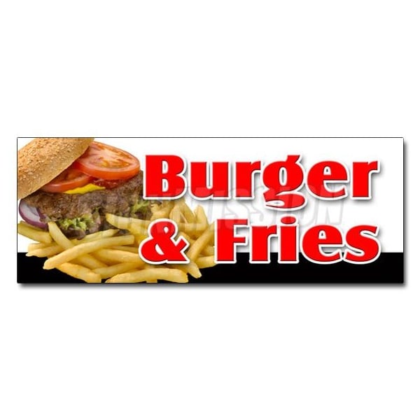 Signmission BURGER & FRIES DECAL sticker cheeseburger french fries grill beef cheese, D-48 Burger & Fries D-48 Burger & Fries - main